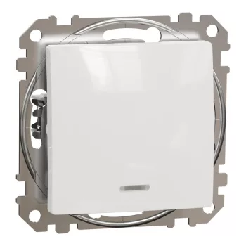   Schneider Electric SDD111101L egypólusú kapcsoló (101), fehér burkolattal, kék jelzőfénnyel, rugós bekötés, kerét nélkül, süllyesztett, 10A 250V IP20 (Sedna Design / Elements)