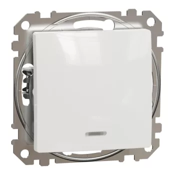   Schneider Electric SDD111101N egypólusú kapcsoló (101), fehér burkolattal, piros ellenőrzőfénnyel, rugós bekötés, kerét nélkül, süllyesztett, 10A 250V IP20 (Sedna Design / Elements)