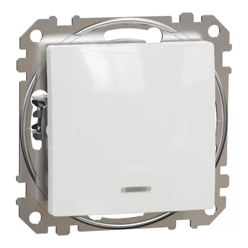 Schneider Electric SDD111101N egypólusú kapcsoló (101), fehér burkolattal, piros ellenőrzőfénnyel, rugós bekötés, kerét nélkül, süllyesztett, 10A 250V IP20 (Sedna Design / Elements)