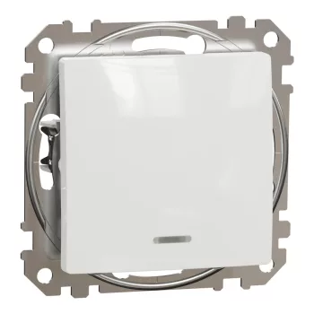   Schneider Electric SDD111102N kétpólusú kapcsoló (102), fehér burkolattal, piros ellenőrzőfénnyel, rugós bekötés, kerét nélkül, süllyesztett, 10A 250V IP20 (Sedna Design / Elements)