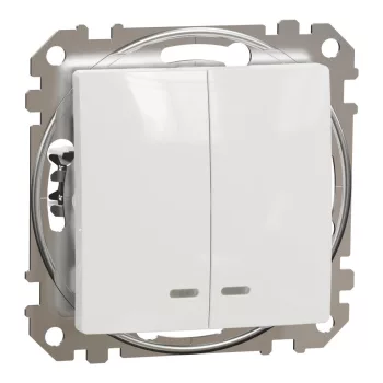   Schneider Electric SDD111105L csillárkapcsoló (105), fehér burkolattal, kék jelzőfénnyel, rugós bekötés, kerét nélkül, süllyesztett, 10A 250V IP20 (Sedna Design / Elements)