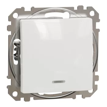   Schneider Electric SDD111106L váltókapcsoló (106), fehér burkolattal, kék jelzőfénnyel, rugós bekötés, kerét nélkül, süllyesztett, 10A 250V IP20 (Sedna Design / Elements)