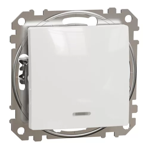 Schneider Electric SDD111106N váltókapcsoló (106), fehér burkolattal, piros ellenőrzőfénnyel, rugós bekötés, kerét nélkül, süllyesztett, 10A 250V IP20 (Sedna Design / Elements)