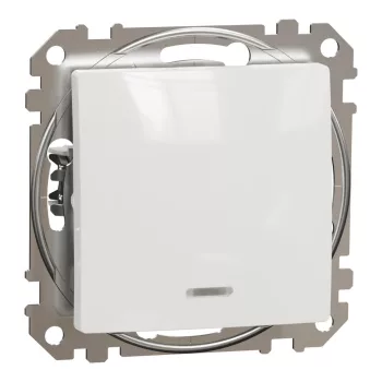   Schneider Electric SDD111107L keresztkapcsoló (107), fehér burkolattal, kék jelzőfénnyel, rugós bekötés, kerét nélkül, süllyesztett, 10A 250V IP20 (Sedna Design / Elements)