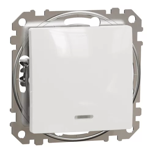 Schneider Electric SDD111107L keresztkapcsoló (107), fehér burkolattal, kék jelzőfénnyel, rugós bekötés, kerét nélkül, süllyesztett, 10A 250V IP20 (Sedna Design / Elements)
