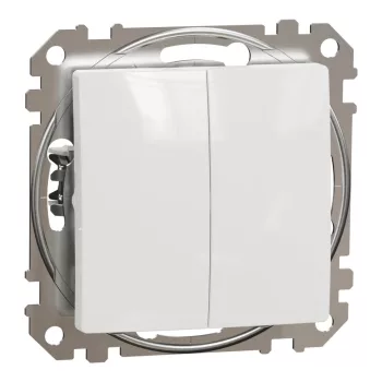  Schneider Electric SDD111108 kettős váltóérintkezős kapcsoló (106+6), fehér burkolattal, rugós bekötés, kerét nélkül, süllyesztett, 10A 250V IP20 (Sedna Design / Elements)