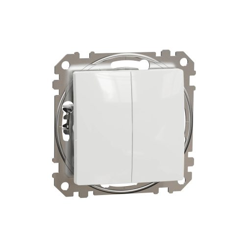 Schneider Electric SDD111108 kettős váltóérintkezős kapcsoló (106+6), fehér burkolattal, rugós bekötés, kerét nélkül, süllyesztett, 10A 250V IP20 (Sedna Design / Elements)