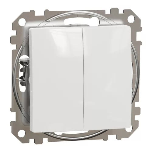 Schneider Electric SDD111108 kettős váltóérintkezős kapcsoló (106+6), fehér burkolattal, rugós bekötés, kerét nélkül, süllyesztett, 10A 250V IP20 (Sedna Design / Elements)