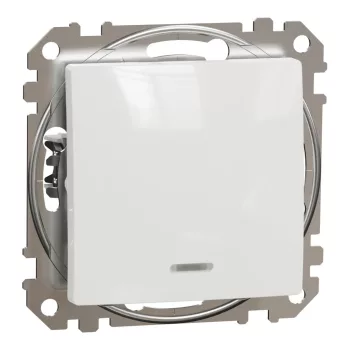   Schneider Electric SDD111116L váltóérintkezős nyomó (N106), fehér burkolattal, kék jelzőfénnyel, rugós bekötés, kerét nélkül, süllyesztett, 10A 250V IP20 (Sedna Design / Elements)