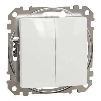   Schneider Electric SDD111118 kettős nyomó, fehér burkolattal, rugós bekötés, kerét nélkül, süllyesztett, 10A 250V IP20 (Sedna Design / Elements)