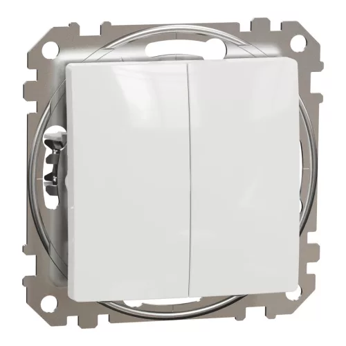 Schneider Electric SDD111118 kettős nyomó, fehér burkolattal, rugós bekötés, kerét nélkül, süllyesztett, 10A 250V IP20 (Sedna Design / Elements)