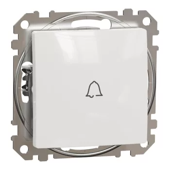   Schneider Electric SDD111131 egypólusú nyomó (N101), fehér burkolattal, csengőjellel, rugós bekötés, kerét nélkül, süllyesztett, 10A 250V IP20 (Sedna Design / Elements)