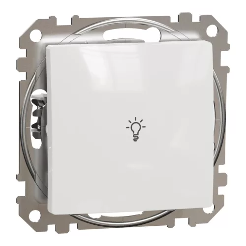 Schneider Electric SDD111132 egypólusú nyomó (N101), fehér burkolattal, lámpajellel, rugós bekötés, kerét nélkül, süllyesztett, 10A 250V IP20 (Sedna Design / Elements)