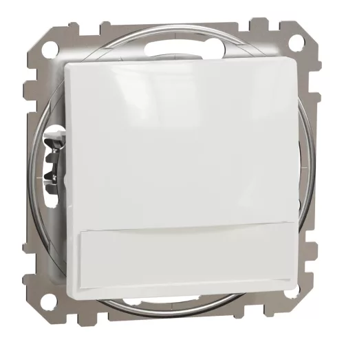 Schneider Electric SDD111133L egypólusú nyomó (N101), fehér burkolattal, kék jelzőfénnyel, címketartóval, rugós bekötés, kerét nélkül, süllyesztett, 10A 250V IP20 (Sedna Design / Elements)