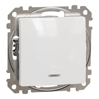   Schneider Electric SDD111162N kétpólusú kapcsoló (102), fehér burkolattal, piros ellenőrzőfénnyel, rugós bekötés, kerét nélkül, süllyesztett, 16A 250V IP20 (Sedna Design / Elements)