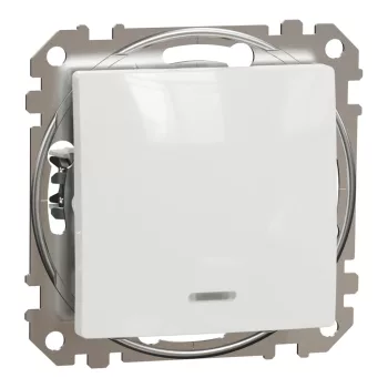   Schneider Electric SDD111166L váltókapcsoló (106), fehér burkolattal, kék jelzőfénnyel, rugós bekötés, kerét nélkül, süllyesztett, 16A 250V IP20 (Sedna Design / Elements)