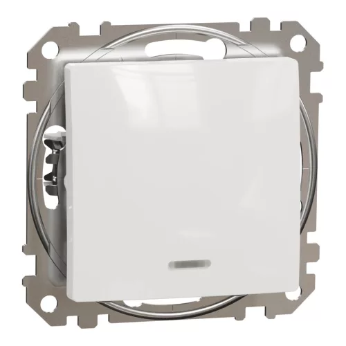 Schneider Electric SDD111166L váltókapcsoló (106), fehér burkolattal, kék jelzőfénnyel, rugós bekötés, kerét nélkül, süllyesztett, 16A 250V IP20 (Sedna Design / Elements)