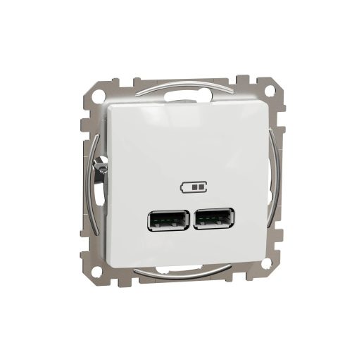 Schneider Electric SDD111401 Dupla USB töltő A+A típusú 2.1A, fehér burkolattal, keret nélkül, csavaros bekötés (Sedna Design / Elements)
