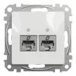 Schneider Electric SDD111462S Informatikai csatlakozóaljzat 2xRJ45, Cat6 STP, fehér burkolattal, keret nélkül, csavaros bekötés (Sedna Design / Elements)