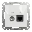 Schneider Electric SDD111469T kombinált csatlakozóaljzat 1xRJ45 + 1xTV (informatikai UTP cat6 + végzáró 4dB) fehér burkolattal, keret nélkül, csavaros bekötés (Sedna Design / Elements)