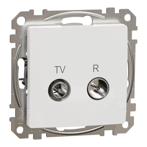 Schneider Electric SDD111474R átmenő TV-Rádió csatlakozóaljzat 7 dB(TV) 10 dB(Rádió) , fehér burkolattal, keret nélkül, csavaros bekötés (Sedna Design / Elements)