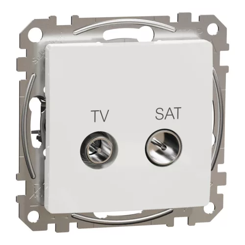 Schneider Electric SDD111474S átmenő TV-SAT csatlakozóaljzat 7 dB(TV) 3 dB (SAT), fehér burkolattal, keret nélkül, csavaros bekötés (Sedna Design / Elements)