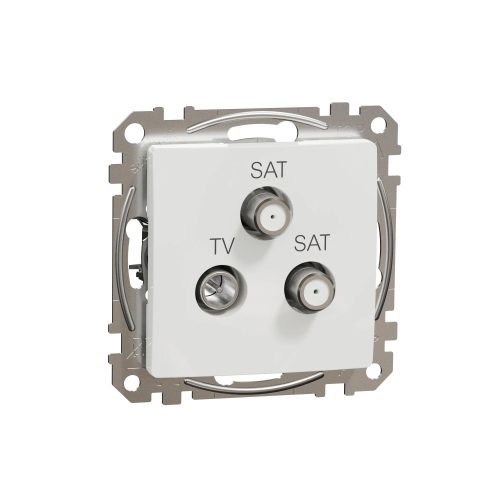 Schneider Electric SDD111481S végzáró TV-SAT-SAT csatlakozóaljzat 4 dB(TV) 1 dB(SAT) , fehér burkolattal, keret nélkül, csavaros bekötés (Sedna Design / Elements)