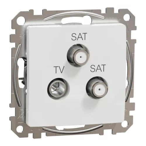 Schneider Electric SDD111481S végzáró TV-SAT-SAT csatlakozóaljzat 4 dB(TV) 1 dB(SAT) , fehér burkolattal, keret nélkül, csavaros bekötés (Sedna Design / Elements)