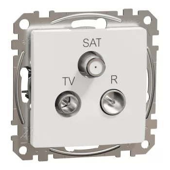   Schneider Electric SDD111484 átmenő TV-Rádió-SAT csatlakozóaljzat 7 dB(TV) 10 dB(Rádió) 3 dB (SAT), fehér burkolattal, keret nélkül, csavaros bekötés (Sedna Design / Elements)