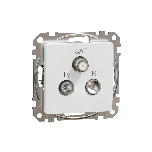 Schneider Electric SDD111484 átmenő TV-Rádió-SAT csatlakozóaljzat 7 dB(TV) 10 dB(Rádió) 3 dB (SAT), fehér burkolattal, keret nélkül, csavaros bekötés (Sedna Design / Elements)