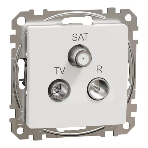 Schneider Electric SDD111484 átmenő TV-Rádió-SAT csatlakozóaljzat 7 dB(TV) 10 dB(Rádió) 3 dB (SAT), fehér burkolattal, keret nélkül, csavaros bekötés (Sedna Design / Elements)