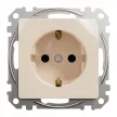 Schneider Electric SDD112022 földelt csatlakozóaljzat (dugalj), biztonsági zsaluval (gyermekvédelemmel), 2P+F, bézs burkolattal, rugós bekötés, keret nélkül, süllyesztett, 16A 250V IP20 (Sedna Design / Elements)