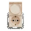 Schneider Electric SDD112023 földelt csatlakozóaljzat (dugalj), biztonsági zsaluval (gyermekvédelemmel), csapófedéllel, 2P+F, bézs burkolattal, csavaros bekötés, keret nélkül, süllyesztett, 16A 250V IP20 (Sedna Design / Elements)