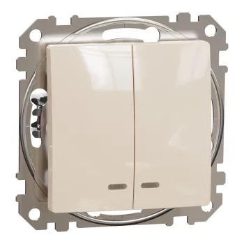   Schneider Electric SDD112105L csillárkapcsoló (105), bézs burkolattal, kék jelzőfénnyel, rugós bekötés, kerét nélkül, süllyesztett, 10A 250V IP20 (Sedna Design / Elements)
