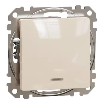   Schneider Electric SDD112106L váltókapcsoló (106), bézs burkolattal, kék jelzőfénnyel, rugós bekötés, kerét nélkül, süllyesztett, 10A 250V IP20 (Sedna Design / Elements)