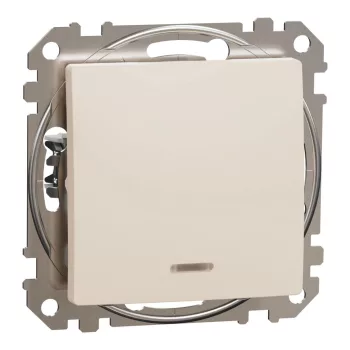   Schneider Electric SDD112106N váltókapcsoló (106), bézs burkolattal, piros ellenőrzőfénnyel, rugós bekötés, kerét nélkül, süllyesztett, 10A 250V IP20 (Sedna Design / Elements)