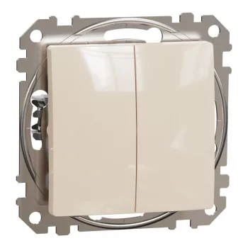   Schneider Electric SDD112108 kettős váltóérintkezős kapcsoló (106+6), bézs burkolattal, rugós bekötés, kerét nélkül, süllyesztett, 10A 250V IP20 (Sedna Design / Elements)