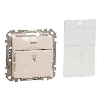   Schneider Electric SDD112121 kártyás kapcsoló, bézs burkolattal, rugós bekötés, kerét nélkül, süllyesztett, 10A 250V IP20 (Sedna Design / Elements)