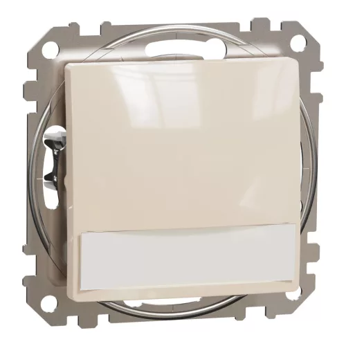 Schneider Electric SDD112143L egypólusú nyomó (N101), bézs burkolattal, címketartóval, rugós bekötés, kerét nélkül, süllyesztett, 10A 250V IP20 (Sedna Design / Elements)