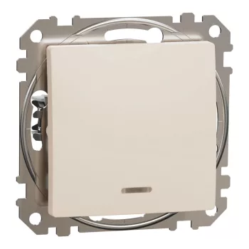   Schneider Electric SDD112162N kétpólusú kapcsoló (102), bézs burkolattal, piros ellenőrzőfénnyel, rugós bekötés, kerét nélkül, süllyesztett, 16A 250V IP20 (Sedna Design / Elements)