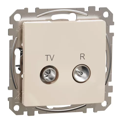 Schneider Electric SDD112471R végzáró TV-Rádió csatlakozóaljzat 4 dB(TV) 10 dB(Rádió) , bézs burkolattal, keret nélkül, csavaros bekötés (Sedna Design / Elements)