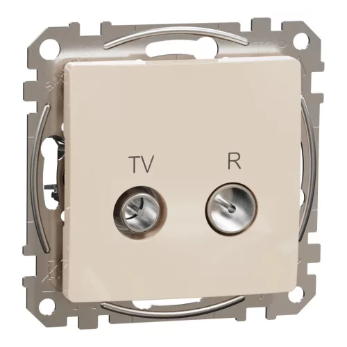Schneider Electric SDD112474R átmenő TV-Rádió csatlakozóaljzat 7 dB(TV) 10 dB(Rádió) , bézs burkolattal, keret nélkül, csavaros bekötés (Sedna Design / Elements)