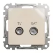 Schneider Electric SDD112474S átmenő TV-SAT csatlakozóaljzat 7 dB(TV) 3 dB (SAT), bézs burkolattal, keret nélkül, csavaros bekötés (Sedna Design / Elements)