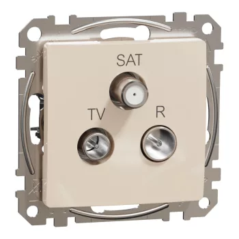   Schneider Electric SDD112481 végzáró TV-Rádió-SAT csatlakozóaljzat 4 dB(TV) 10 dB(Rádió) 1 dB (SAT),bézs burkolattal, keret nélkül, csavaros bekötés (Sedna Design / Elements)
