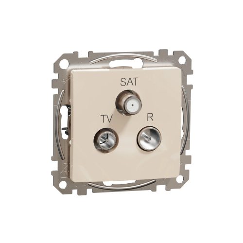Schneider Electric SDD112481 végzáró TV-Rádió-SAT csatlakozóaljzat 4 dB(TV) 10 dB(Rádió) 1 dB (SAT),bézs burkolattal, keret nélkül, csavaros bekötés (Sedna Design / Elements)