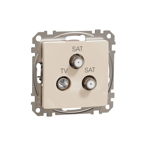 Schneider Electric SDD112481S végzáró TV-SAT-SAT csatlakozóaljzat 4 dB(TV) 1 dB(SAT) , bézs burkolattal, keret nélkül, csavaros bekötés (Sedna Design / Elements)