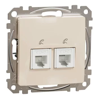   Schneider Electric SDD112492 telefoncsatlakozó 2xRJ11, bézs burkolattal, keret nélkül, csavaros bekötés (Sedna Design / Elements)
