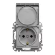 Schneider Electric SDD113023 földelt csatlakozóaljzat (dugalj), biztonsági zsaluval (gyermekvédelemmel), csapófedéllel, 2P+F, alumínium burkolattal, csavaros bekötés, keret nélkül, süllyesztett, 16A 250V IP20 (Sedna Design / Elements)