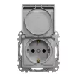 Schneider Electric SDD113024 földelt csatlakozóaljzat (dugalj), biztonsági zsaluval (gyermekvédelemmel), csapófedéllel, 2P+F, alumínium burkolattal, rugós bekötés, keret nélkül, süllyesztett, 16A 250V IP20 (Sedna Design / Elements)