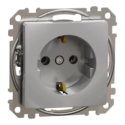 Schneider Electric SDD113025 földelt csatlakozóaljzat (dugalj), 2P+F, alumínium burkolattal, csavaros bekötés, keret nélkül, süllyesztett, 16A 250V IP20 (Sedna Design / Elements)
